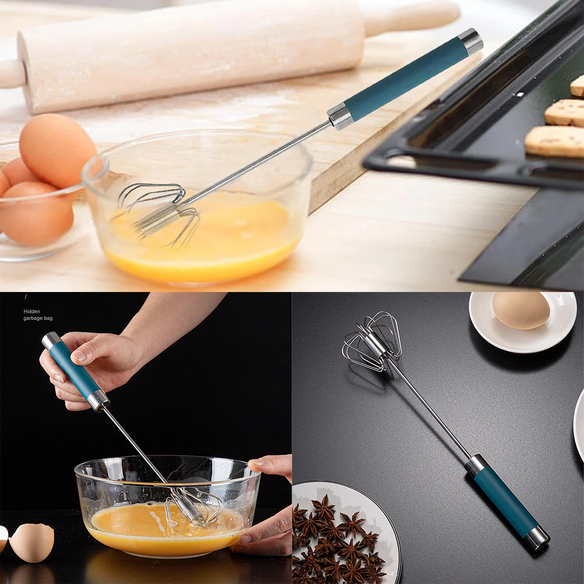 

Deep Blue 12 Inch Stainless Steel Household Kitchen Semi-automatic Egg Beater Manual Rress Cream Mixer Kitchen Supplies