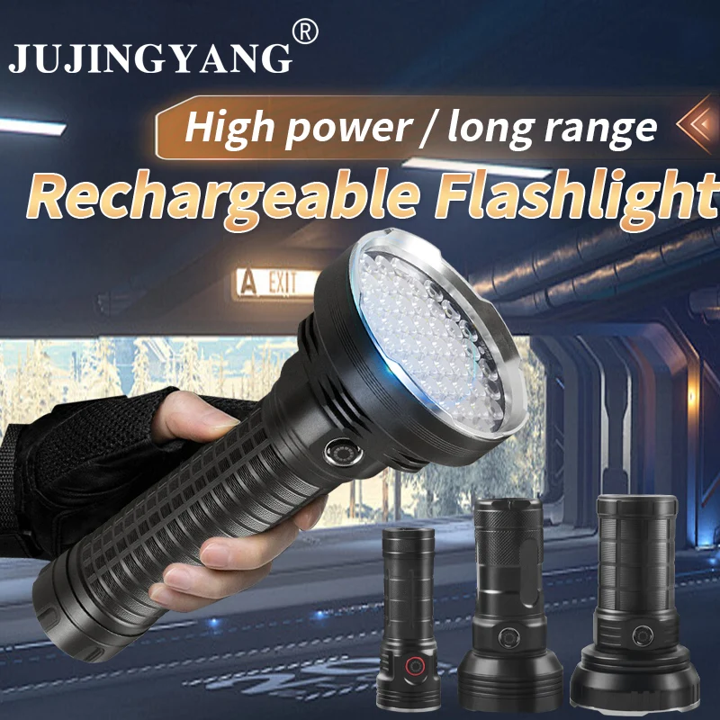 Super Bright LED Flashlight High Power 7500Lm Rechargeable Outdoor Searchlight Waterproof Camping Fishing Light