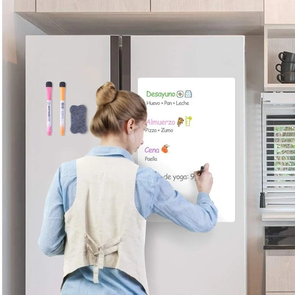 新しい取り外し可能な磁気ドライイレースボード、磁気で消せる冷蔵庫用マグネットメモ、フレキシブルA3/A4冷蔵庫マーカー