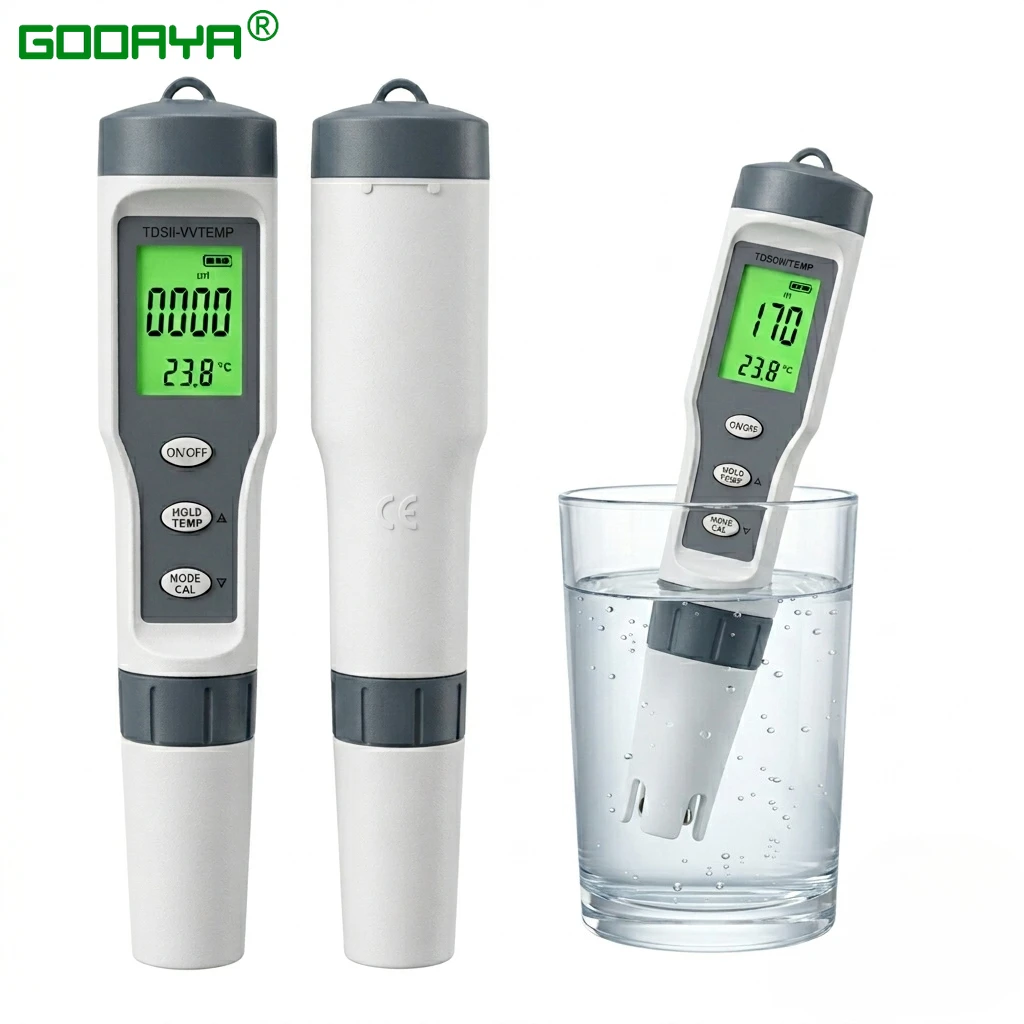3 In 1 Digital PH TDS EC Meter Pen Salinity Temperature Tester Conductivity Filter Purity with Backlight for Aquarium Water