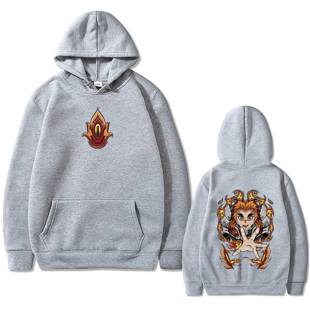 Anime Demon Slayer Rengoku Kyoujurou Hoodie Men Women Cartoon Oversized Hooded Tracksuit Male Fashion Casual Pullover Hoodies