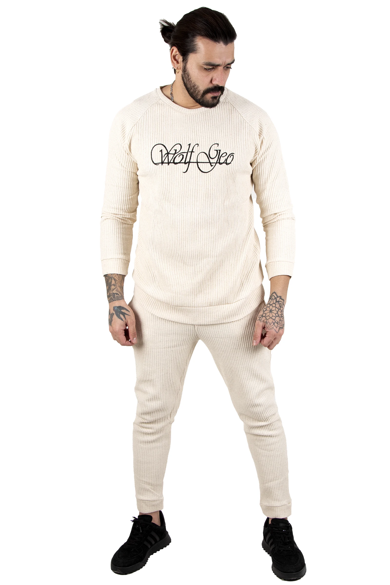 DeepSEA Fronting Lettering Embroidered Knitted Fabric Men 'S Tracksuit Set 2303038