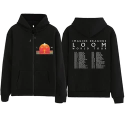 Imagine Dragons Loom Tour 2024 Zipper Hoodie Harajuku Pullover Tops Sweatshirt Streetwear