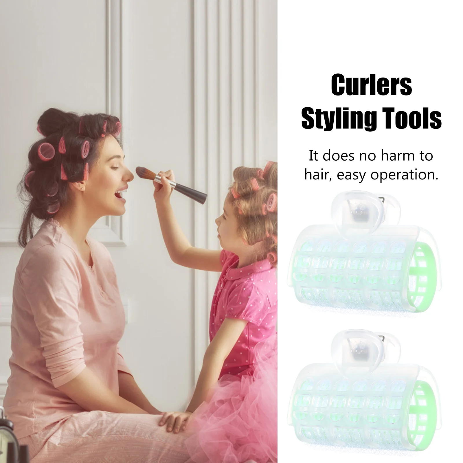 

4Pcs Hair Curler Self Grip Plastic Rollers Lightweight for Long Short Straight Curly Hair DIY Salon Styling Tools Accessories