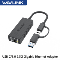 Wavlink 2500Mbps USB C 2.5G External Gigabit Ethernet Adapter Type C To RJ45 Converter Ethernet Lan Adapter Hub 10/100/1000Mbps