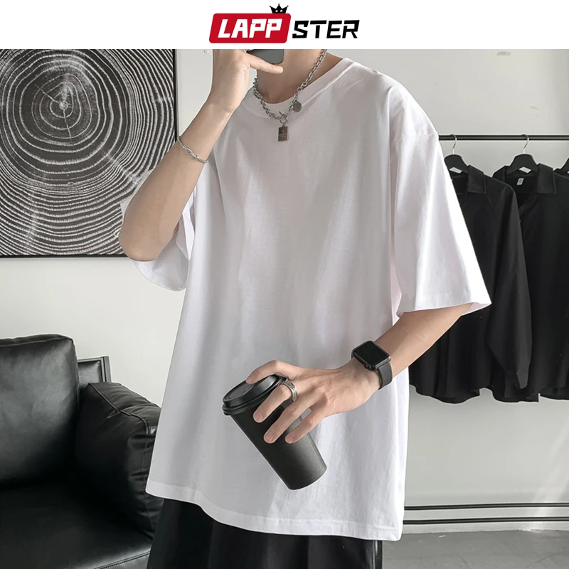 LAPPSTER Oversized Y2k Graphic T Shirts Colorfuls 100% Cotton 2023 Summer White Classical T-shirts Short Sleeve O-Neck Tees Tops