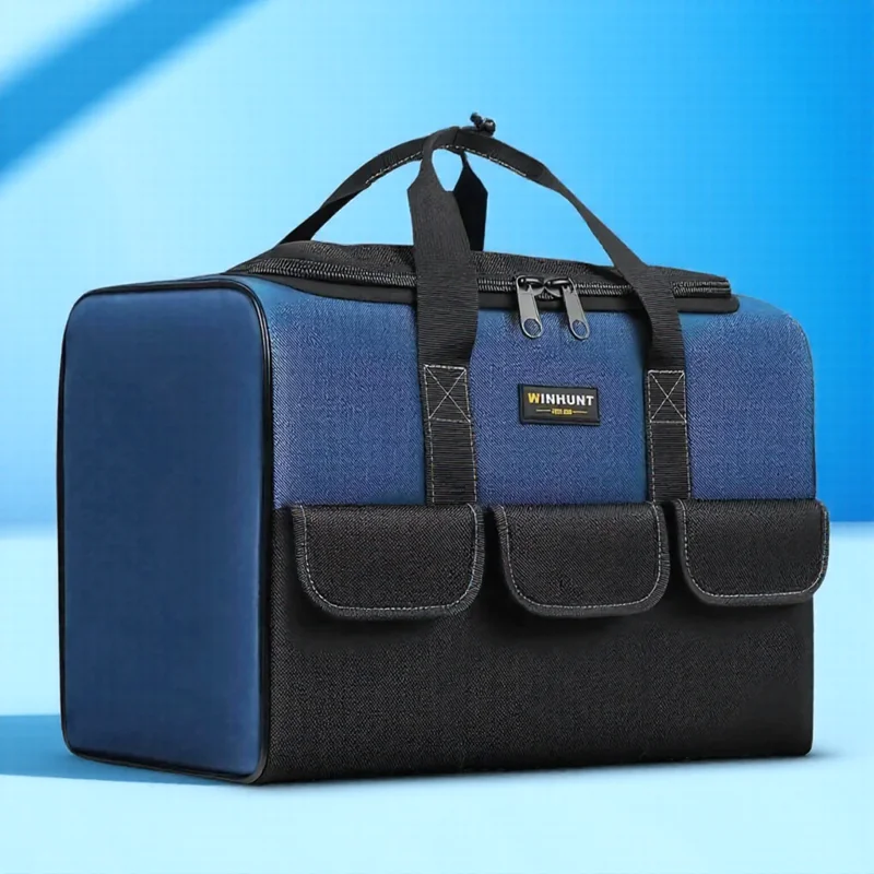 Bolsa de herramientas resistente de gran capacidad con organizador multicompartimentos, parte inferior reforzada para herramientas de construcción y taller