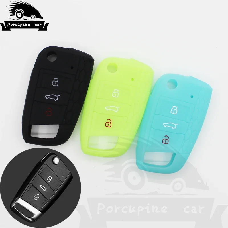 Silica gel Case Cover Key For Volkswagen Golf 7 R MK7 Tiguan 2017 For Skoda Octavia A7 For Seat Leon Ibiza Portect key