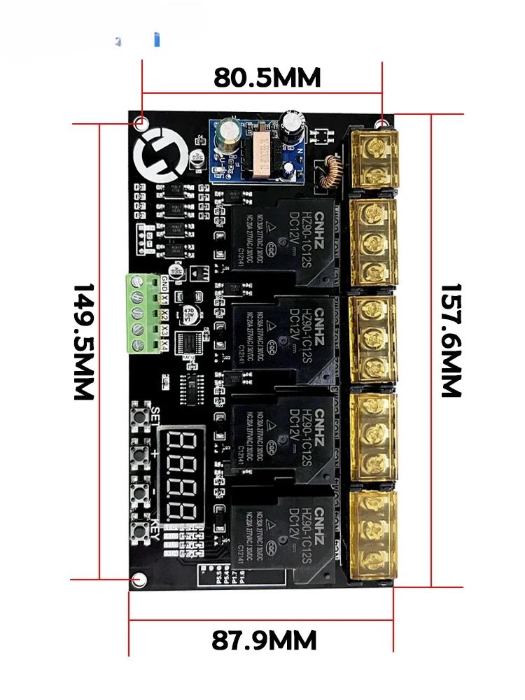 High power four delay time relay module motor forward and reverse control board cycle jog self-locking interlock