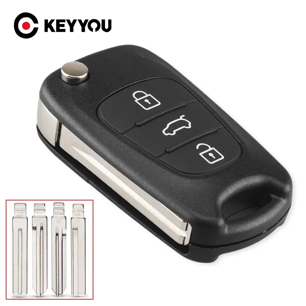 KEYYOU Replacement Remote Car Key Shell 3 BT Flip Folding Key Case For Kia K2 K5 Rio 3 Picanto Ceed Cerato Sportage For Hyundai