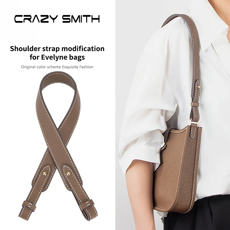 

CRAZYSMITH короткая сумка из натуральной кожи с ремешком для сумки Hermes Evelyne, мягкие плечевые ремни, сменная сумка, поясная сумка, аксессуары