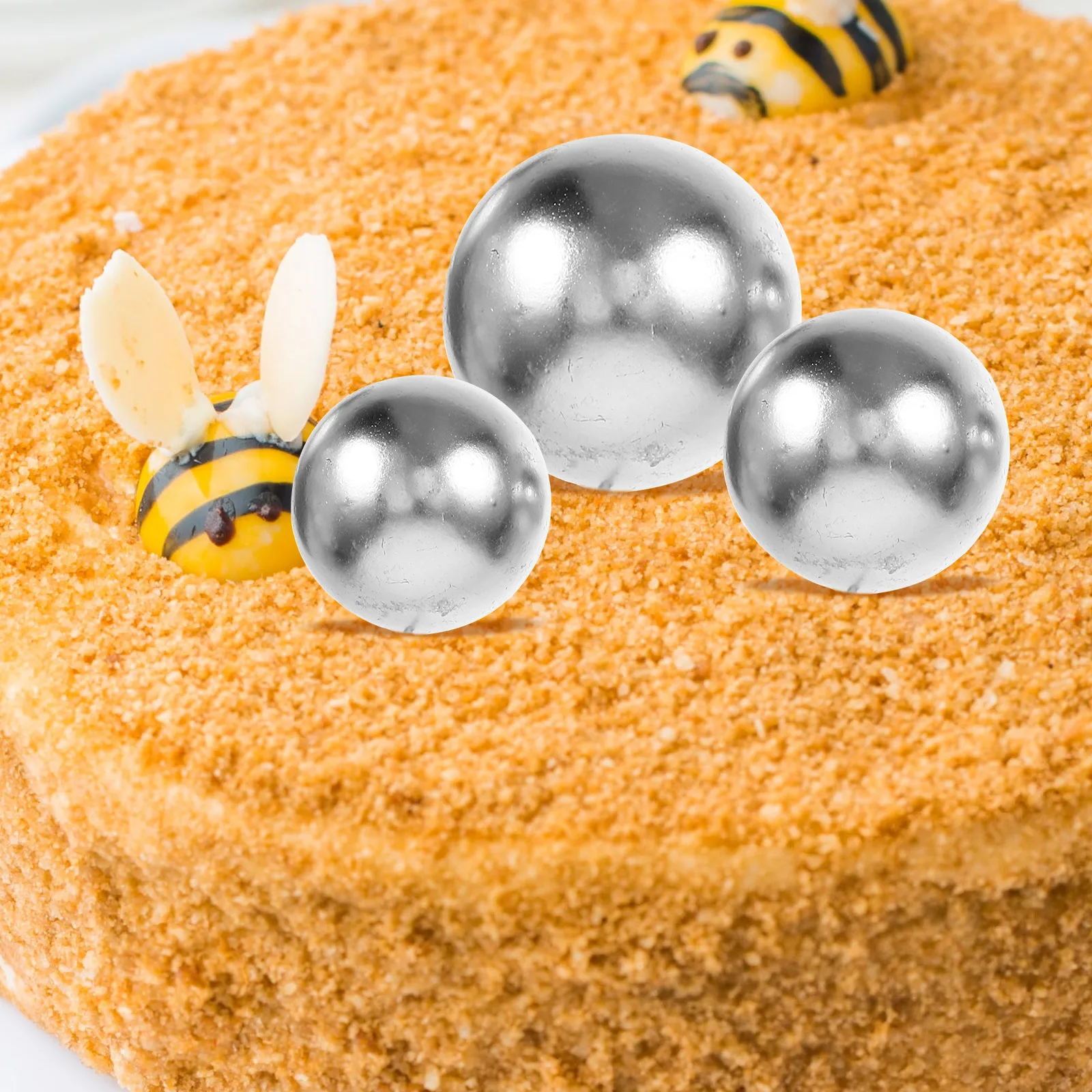 

108pcs Silver Ball Inserts Cake Decor Mini Balls For Cakes Cupcake Toppers Birthday Cake Picks Party Dessert Toppers Baking