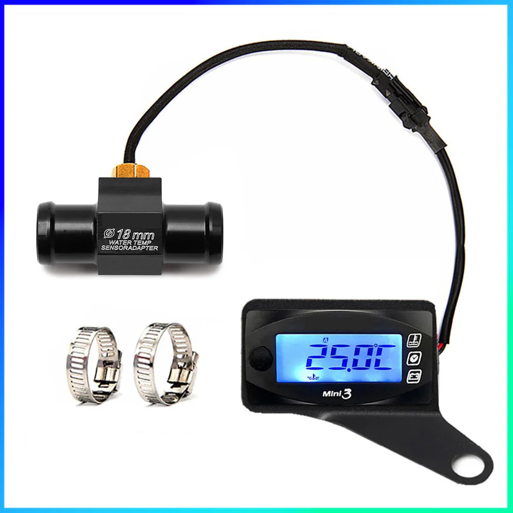Koso Motorcycle Universal Mini 3 in 1 Meter LED Display Water Temp Time Voltmeter Digital Display Accessories with Holder