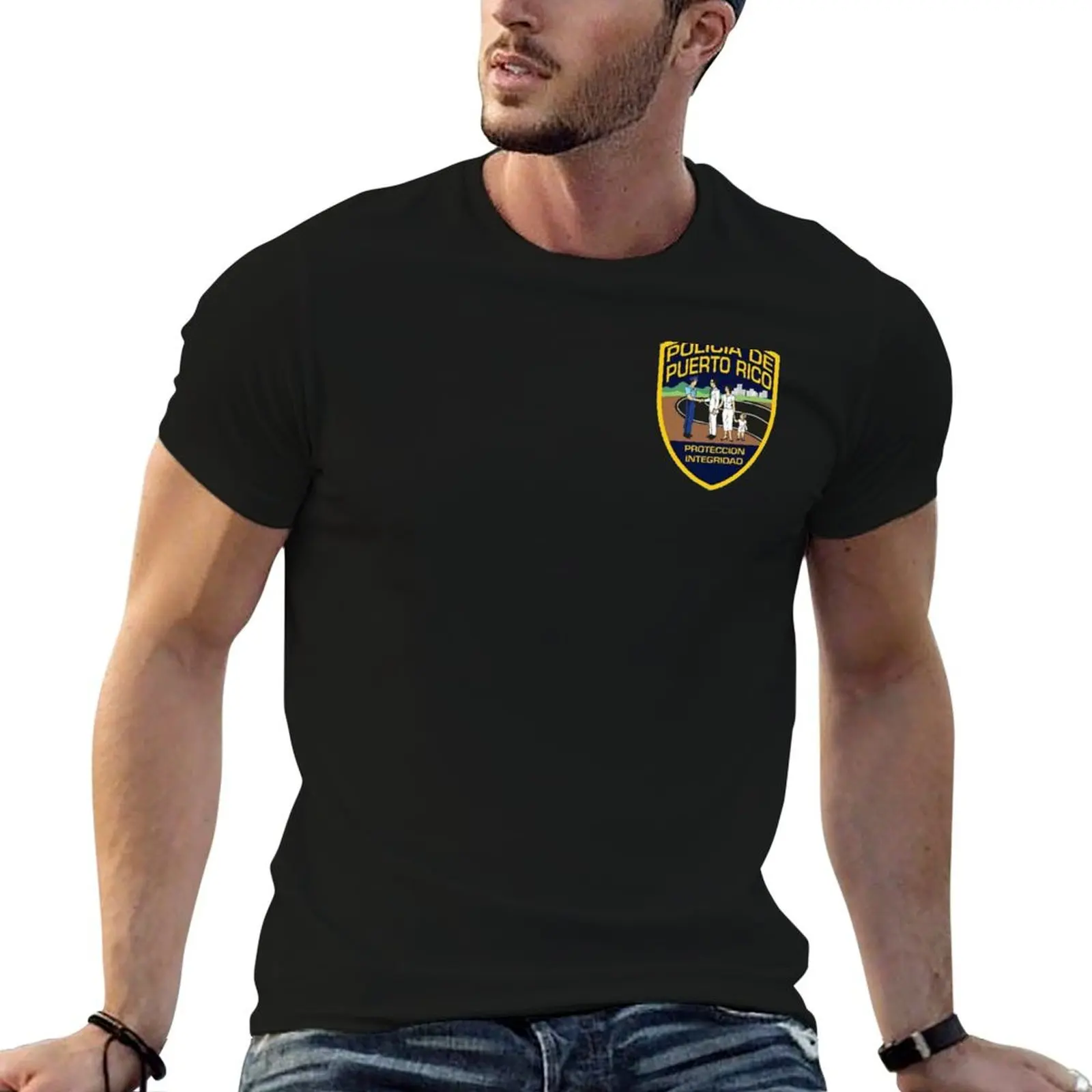 Camiseta gráfica da polícia de puerto rico para homem, camisetas de algodão de alta qualidade