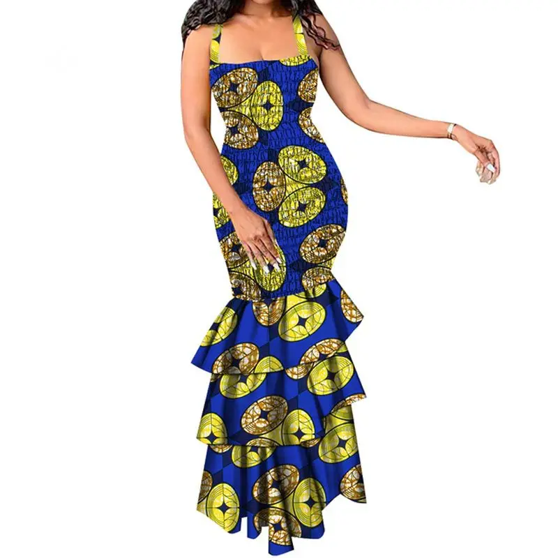 African Print Woman Summer 2024 Dashiki Sexy Party Dress Plus Size Ladies Sleevess Elegant Free Size Bazin Riche Evening Dresses