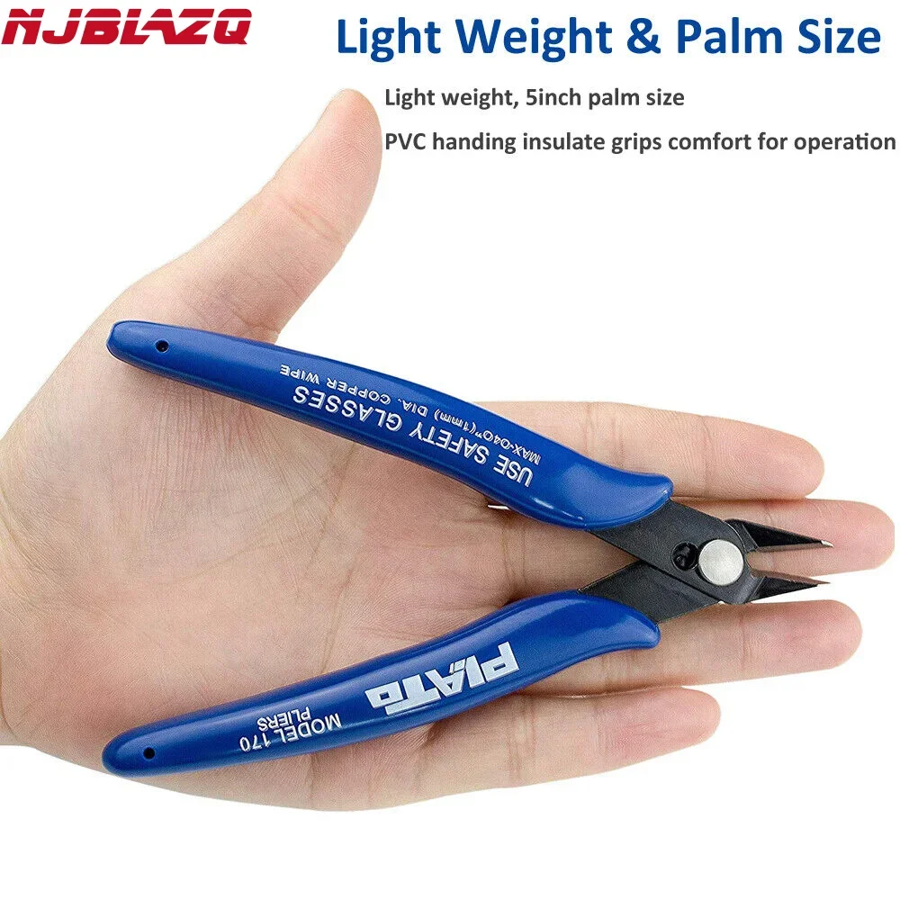 

NJBLZQ Pliers Carbon Steel Pliers Electrical Wire Cable Cutters Cutting Side Snips Flush Pliers Nipper Home Hand Tools Blue