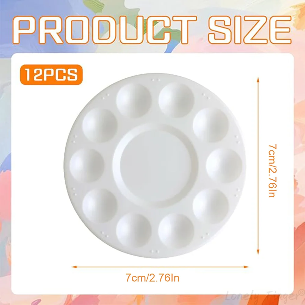 لوحات طلاء بلاستيكية مكونة من 12 قطعة لوحة طلاء صينية لوازم فنية لوحة طلاء للغواش وطلاء الأكريليك والألوان المائية