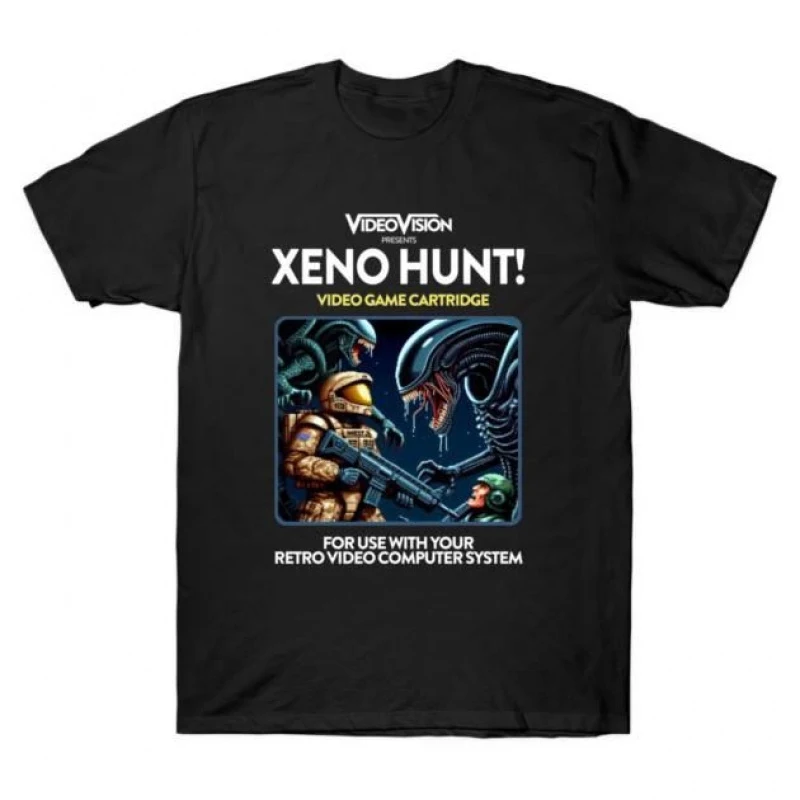 Xeno Hunt 80s Game Sci-Fi Alien Gift T-Shirt Weyland LV-426 Xenomorp Horror movie Short Sleeve Graphic clothes All size tops