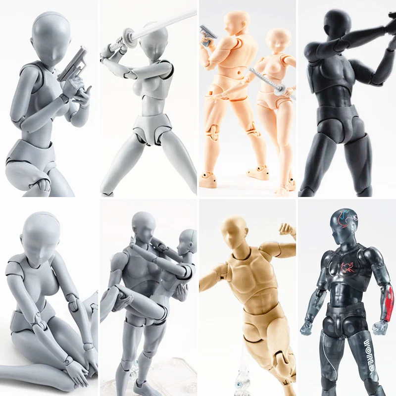 15cm Multi-joint movable Figure SHFiguarts BODY KUN / BODY CHAN Grey / Orange Color Ver PVC Action Figure Collectible Model Toys