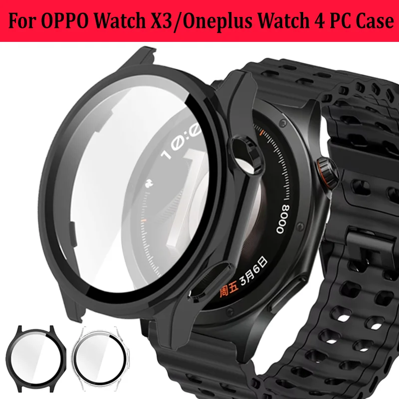 PC Case＋HD Glass For OPPO Watch X3 Shell And Membrane Integration Scratch-proof Protective Shell For Oneplus Watch 4 Accessories