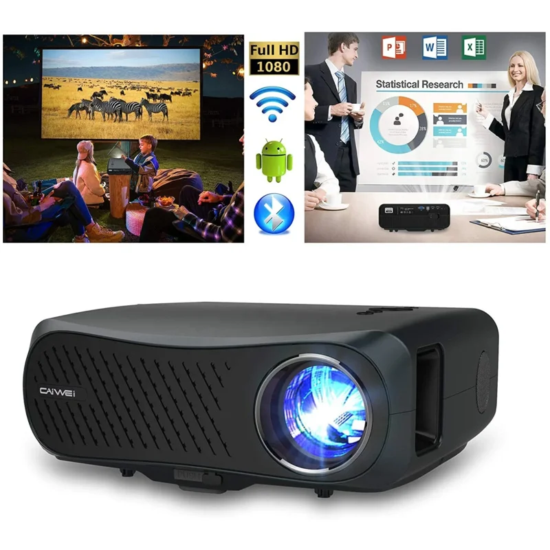 1080P родной видеопроектор Wi-Fi Blue Tooth Full HD Поддержка 4K проекторы для домашнего кинотеатра Беспроводная синхронизация с