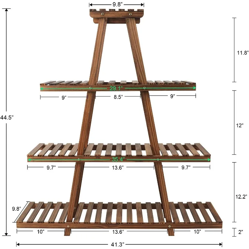 Ufine 4 Tier Holz Pflanzenst änder Indoor Outdoor ein Rahmen Pflanzen Display Regal für mehrere Pflanzen Blumentopf halter Rack, Balkon Terrasse