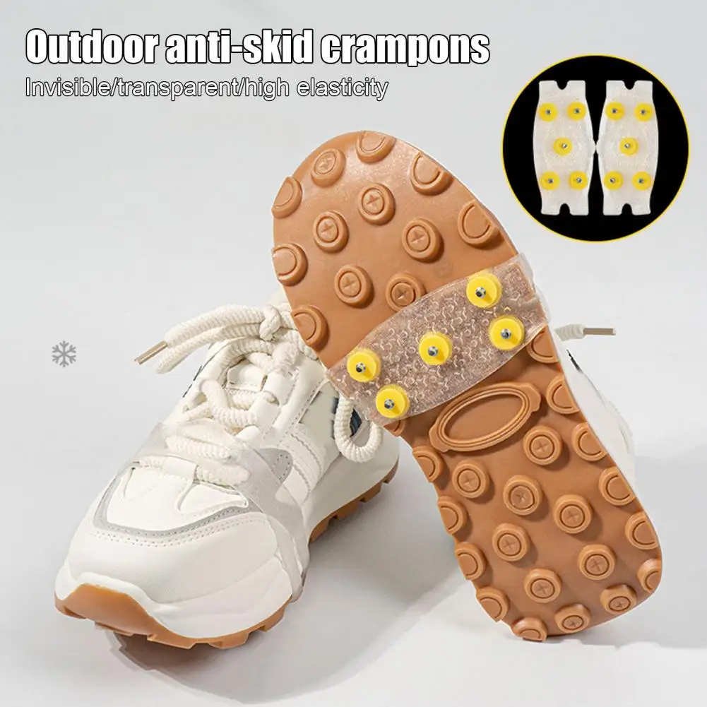1 Pair Clear Ice Cleats Shoes Crampons with 5 Metal Studs Men Women Winter Outdoor Walking Ice Snow Traction Grips Shoes