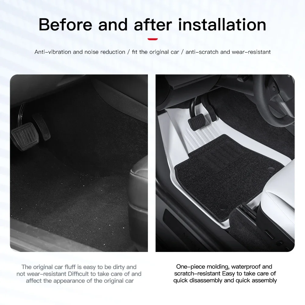 TPE White Foot Pad For Tesla Model Y 3 Custom Floor Liner Fully Surrounded 2021-2023 Floor Mats Waterproof Non-Slip Carpet