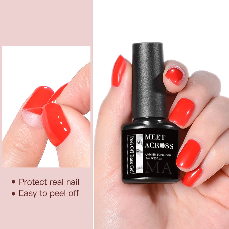 MEET ACROSS 7ml Peel Off Gel Base Gel pas besoin de dissolvant eau tremper Nail Art UV apprêt Gel vernis à ongles couche de finition vernis laque