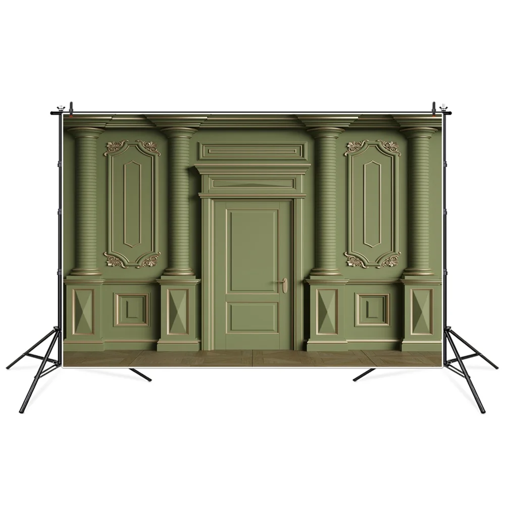 Vintage Green Room Wall Backdrops Photography Decors Retro Interior Scene Sign Party Photocall Photo Background Photoshoot Props