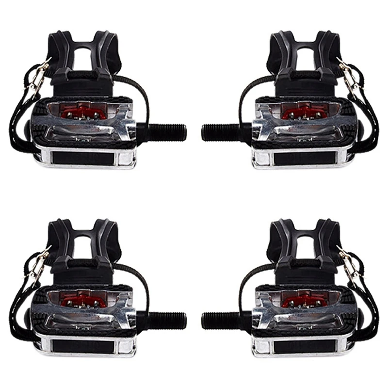 

2X SPD Pedals For Spin Bike With Toe Cages For Shimano Clip Pedals Indoor Exercise Cycling Platform Pedals 9/16 Inch