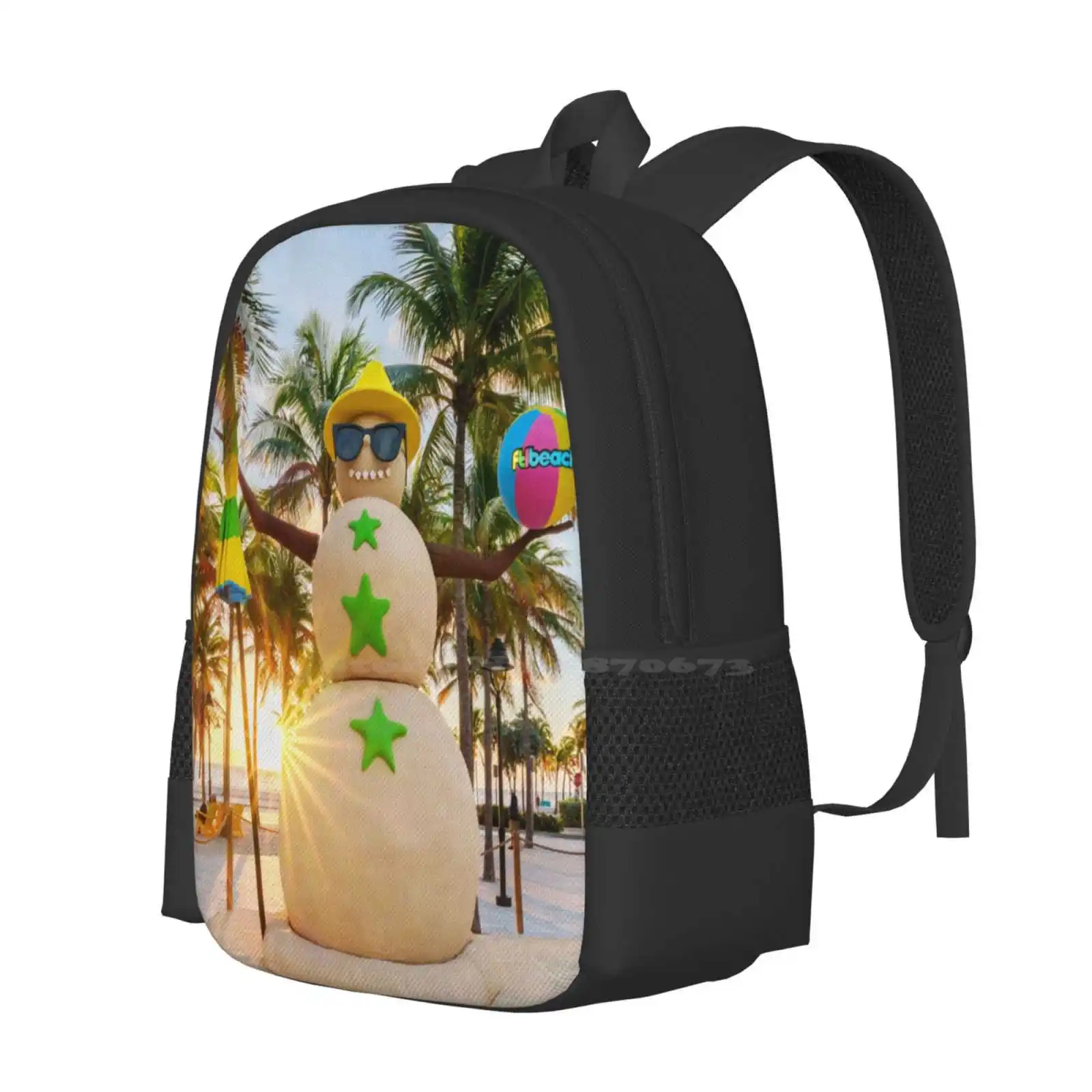 Christmas Beach Hot Sale Schoolbag Backpack Fashion Bags Snowman Christmas Holidays Beach Florida Fort Lauderdale Olaz Palm