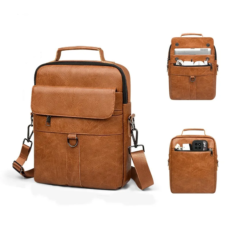 

Nesitu High Quality Vintage Brown Black PU Leather Tablet Men Shoulder Messenger Bag Handbag Briefcase M811