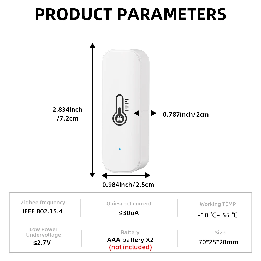 ONENUO Tuya Zigbee Smart Temperature And Humidity Sensor APP Remote Monitor For Smart Home Var SmartLife Work With Alexa Google