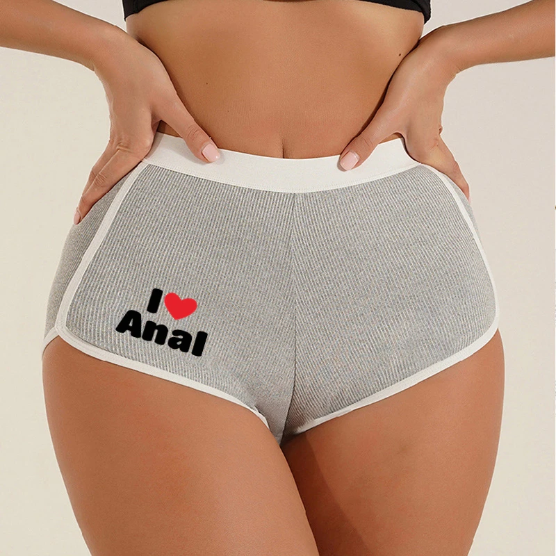 Womens Cotton Boxer Underwear I LOVE ANAL Ladies Breathable Comfortable Security Panties Sexy Sports Female Hipster Boyshort