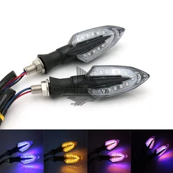 1pair Universal Fit 13LED Motorcycle Blue+Amber Color Light Turn Signals Blinker Indicators Turn Light for Yamaha Honda Suzuki