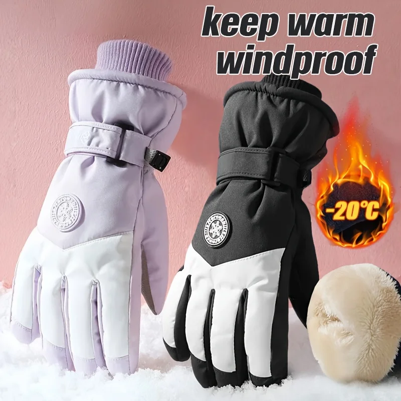 Ski Gloves Cold Proof Padded Thick Warm Riding Gloves Men Women Winter Non-slip Waterproof Outdoor Sport Touch Screen Gloves