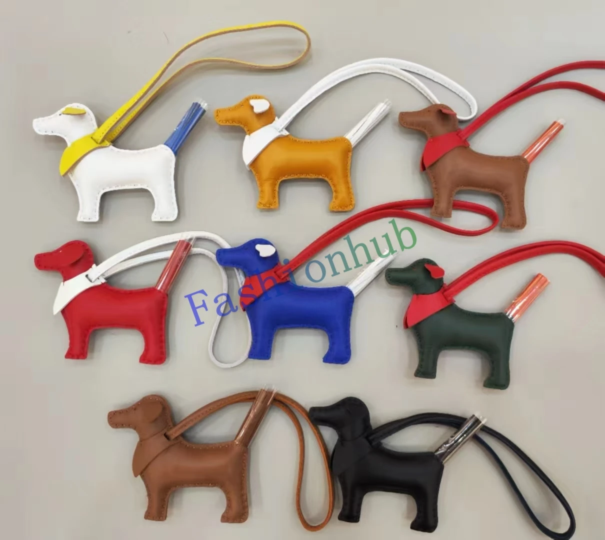 

Genuine Leather Lovely Dog Buddy Pet Pendant Hanging Ornament Keychain Bag Charm For Handbag Purse Car 8 Colors