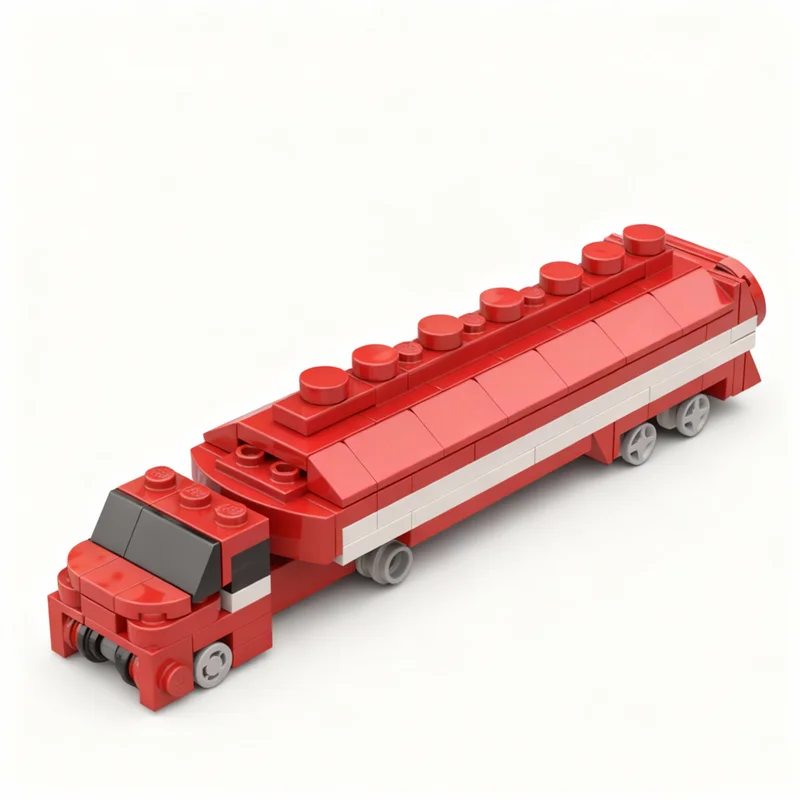 153pcs MOC Homage To 231&650 Esso Pumps Sign Tanker System HO 1:87 Vehicles Model Building Blocks Display Education Assemble 3D
