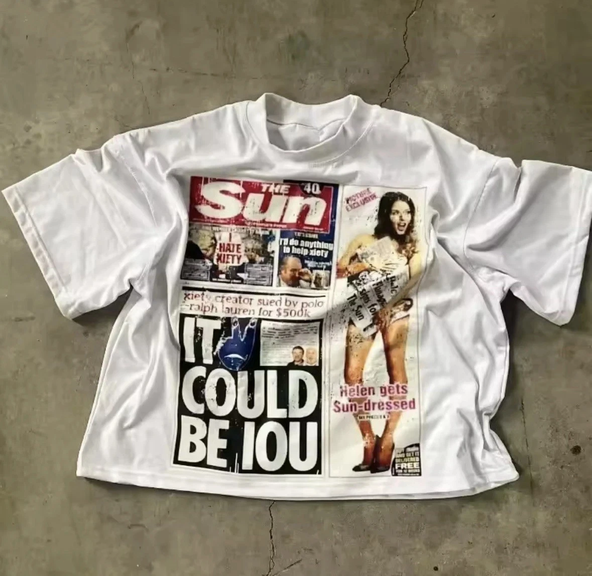 Vintage Retro Newspaper Graphic Men's T Shirt Women Cotton Tee Streetwear Casual Oversized Loose Spring Summer Top Couple Unisex