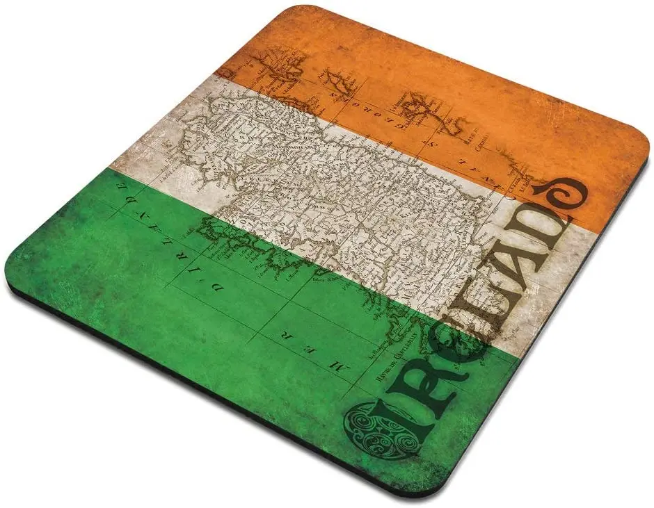 Imagem -02 - Almofada Feita sob Encomenda do Rato da Almofada do Emblema Irlandês da Bandeira do Vintage da Irlanda Retângulo Personalizado Mousepad de Borracha Antiderrapante 9.5x7.9 Polegada