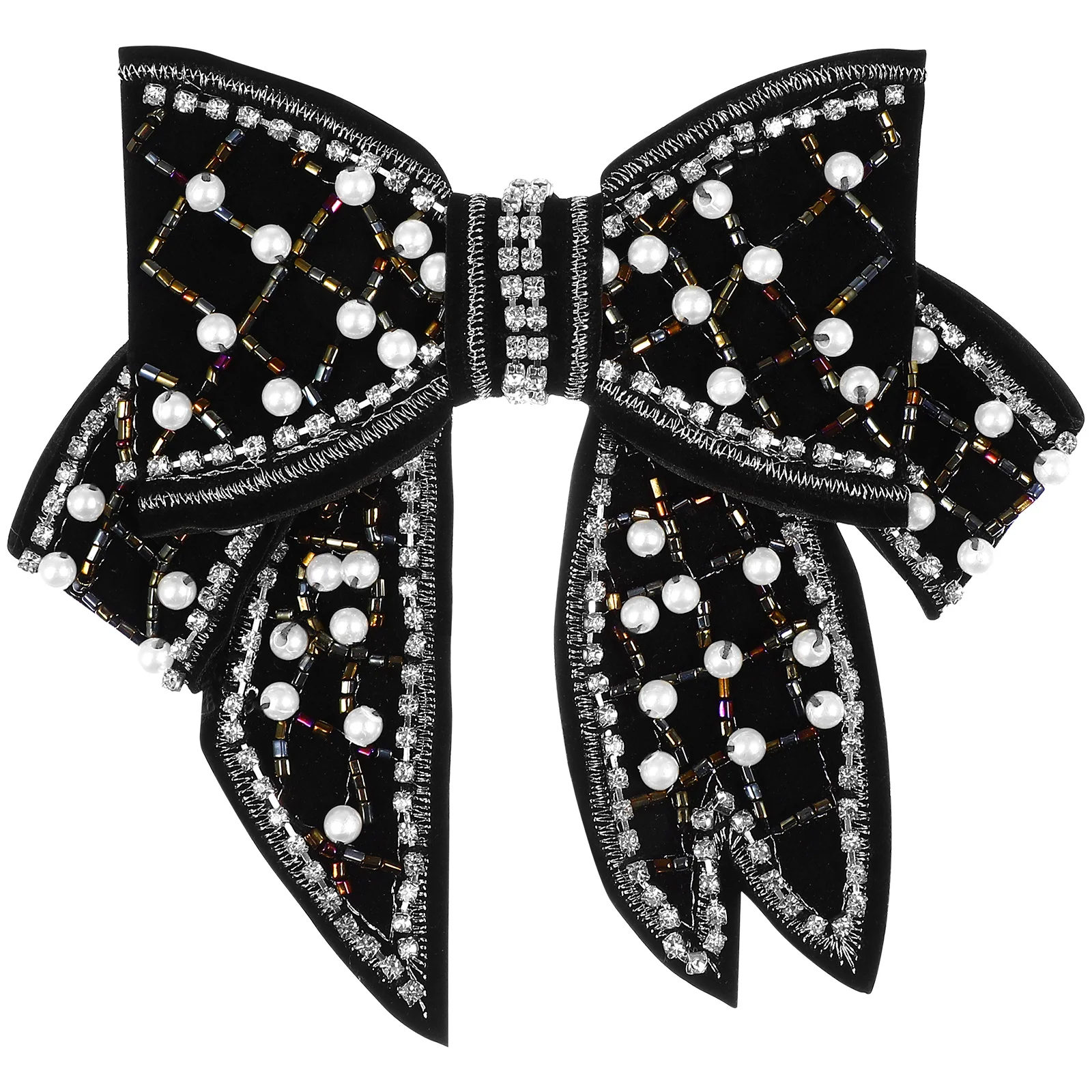 

Нежная заколка для волос с бантом, большой бант, бусины, стразы, винтажный ретро-аксессуар для девочек и женщин, элегантный вид