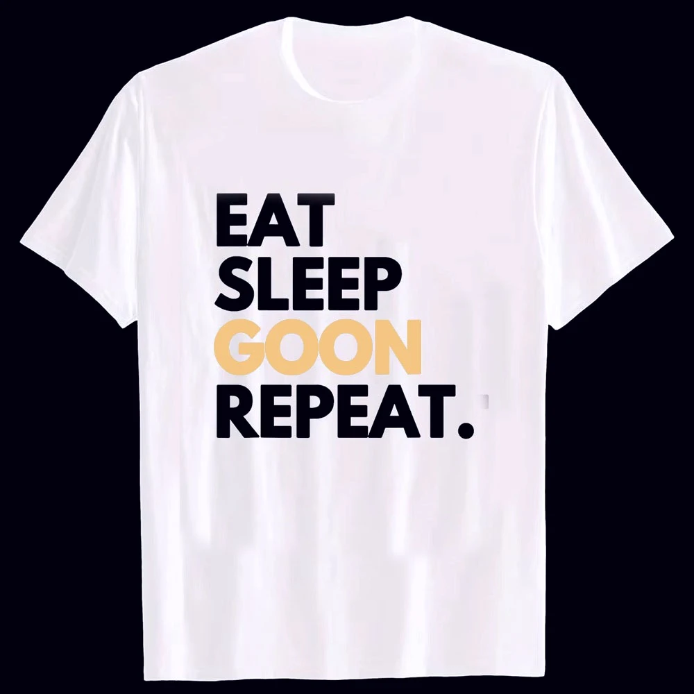 Gooner Funny Gooning Meme Eat Sleep Goon Repeat Men Clothing Fashion Y2k T Shirts Short Sleeve Summer Women's Oversized T-shirt