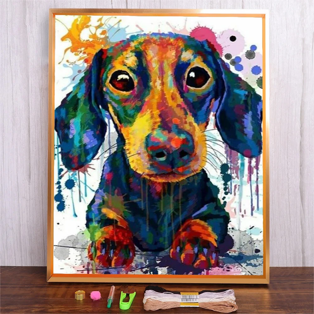 

Full Pattern Cross Stitch Kits Fabric 14CT 11CT Animal Dog Printed Canvas Cotton Thread Embroidery Handicraft For Adults Gift