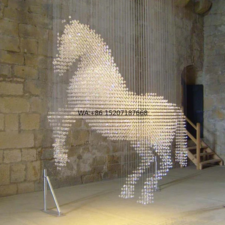 

Индивидуальный современный 3D кристалл промышленного дизайна стиль овальной длинной формы роскошный вестибюль отеля вилла комната регулируемая высота