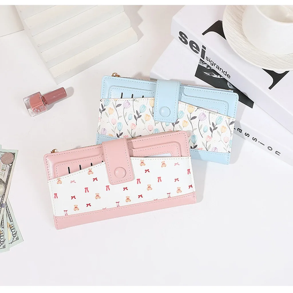 New Fashion Cartoon Print Wallet Large Capacity Zipper Women's Coin Purse Foldable Multi-Card Slot Integrated Card Holder