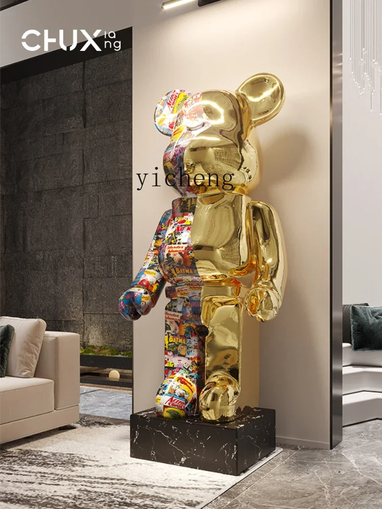 XC Bear Decoration Living Room Large Villa Floor Internet Celebrity Trendy Light Luxury Hotel Store Decoration