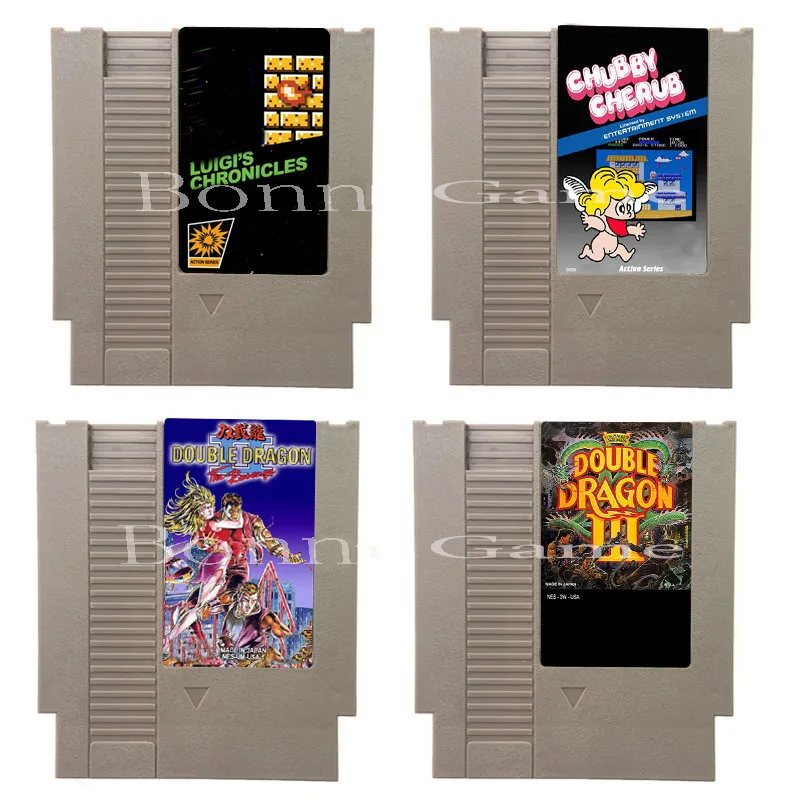 Calidad Superior Luigi's Chronicles Chubby Cherub Double Dragon II El cartucho de juego de 72 pines para consola de video de 8 bits