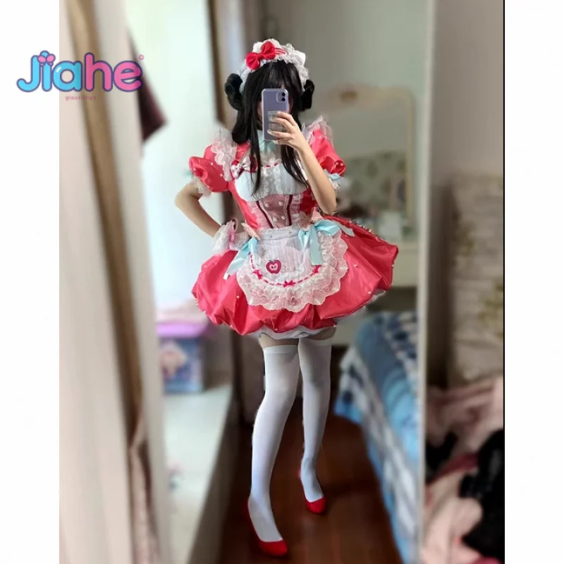 

Kurimi Game Naraka: Bladepoint Cosplay Costume Women's Pink Sweet Maid Dress Halloween Party Lolita Dress Accessories Prop Set
