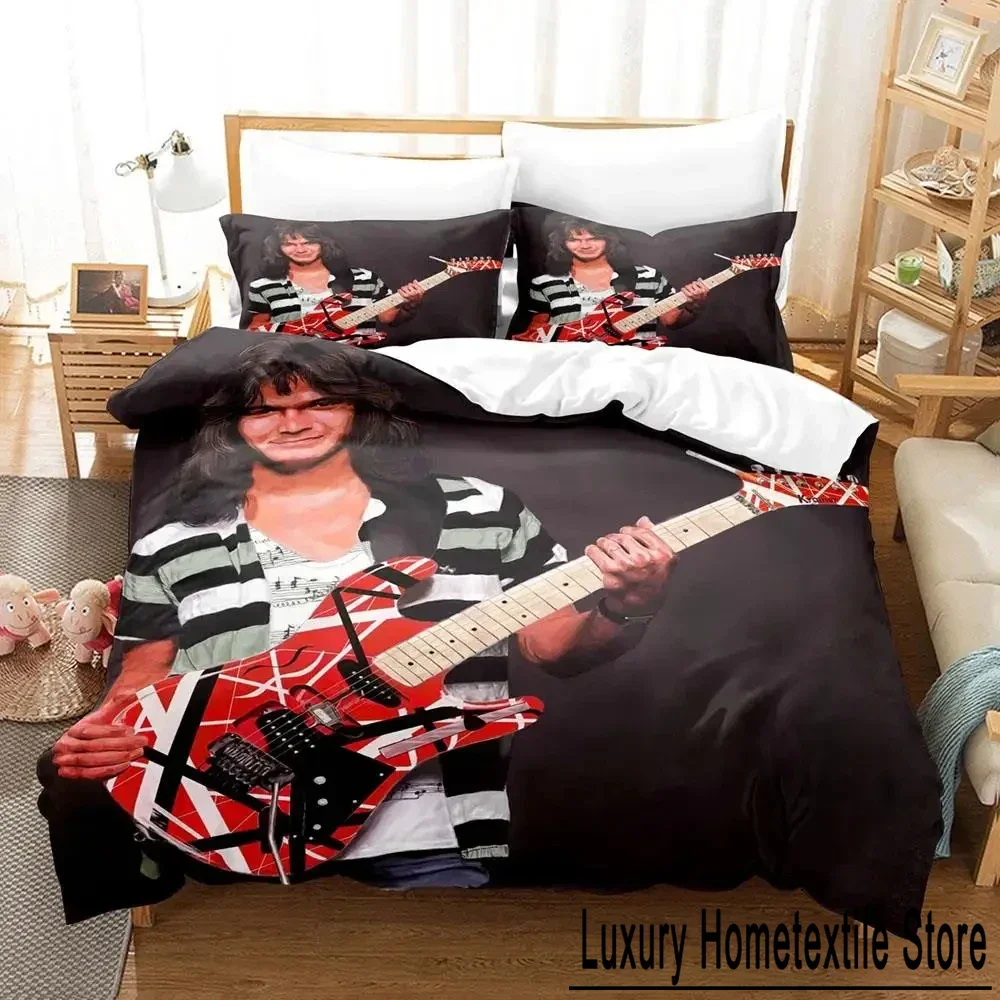 3D Print Singer Eddie Van Halen Bedding Set Duvet Cover Bed Set Quilt Cover Pillowcase Comforter king Queen Size Boys Adult